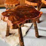 Set of 7 stools + 1 coffee table - brutalist movement