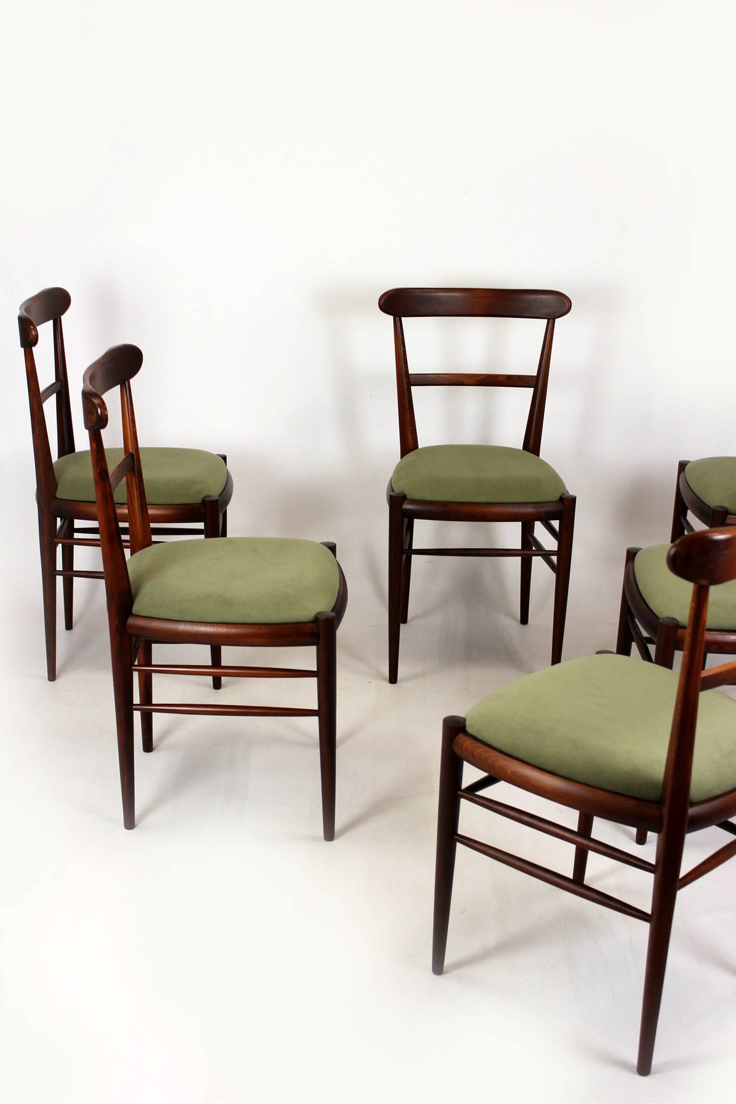Restored Mid-Century Modern Dining Set, Czechoslovakia, 1960s, Set of 7