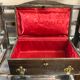 Old Box Storage Wood + Clamoir Metal Gilded Interior Fabric Red Vintage