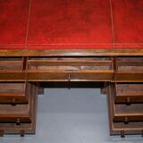 Rare oak partner's desk by Howard & Sons circa 1880 with leather.