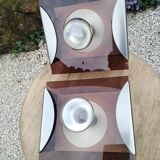 Pair of wall lamps vintage plexiglass smoked