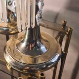 Pair of bedside tables with glass and crystal tassels 1970 to 80 chrome gold 41x 16