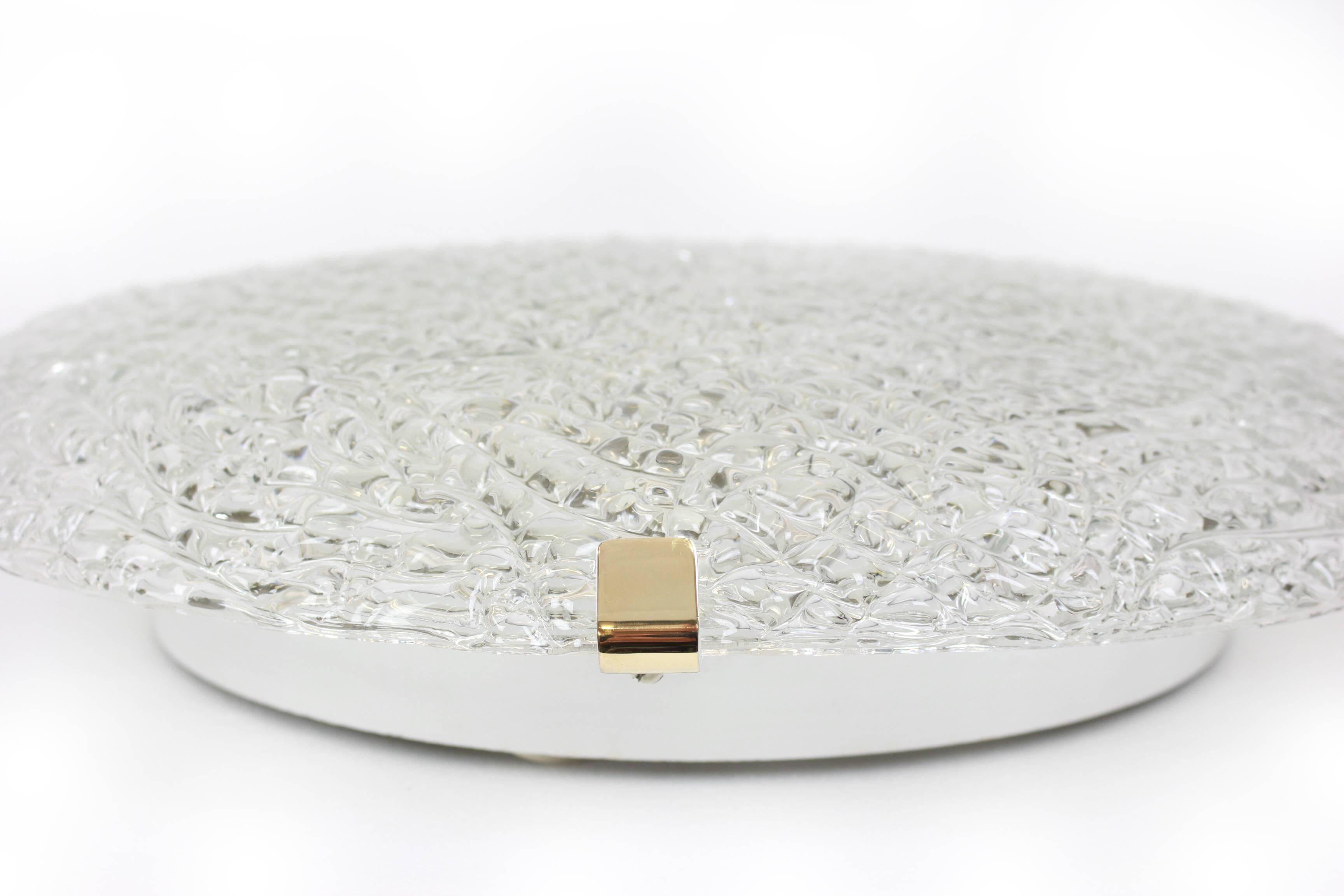 Large ice glass ceiling light by Kalmar, Austria, 1960s.