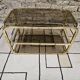 Brass coffee table with sliding top and smoked glass, 1970s vintage