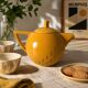 Salins teapot – Memphis design from the 1980s, golden yellow colour.