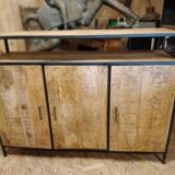 Industrial-style buffet made of solid mango wood.