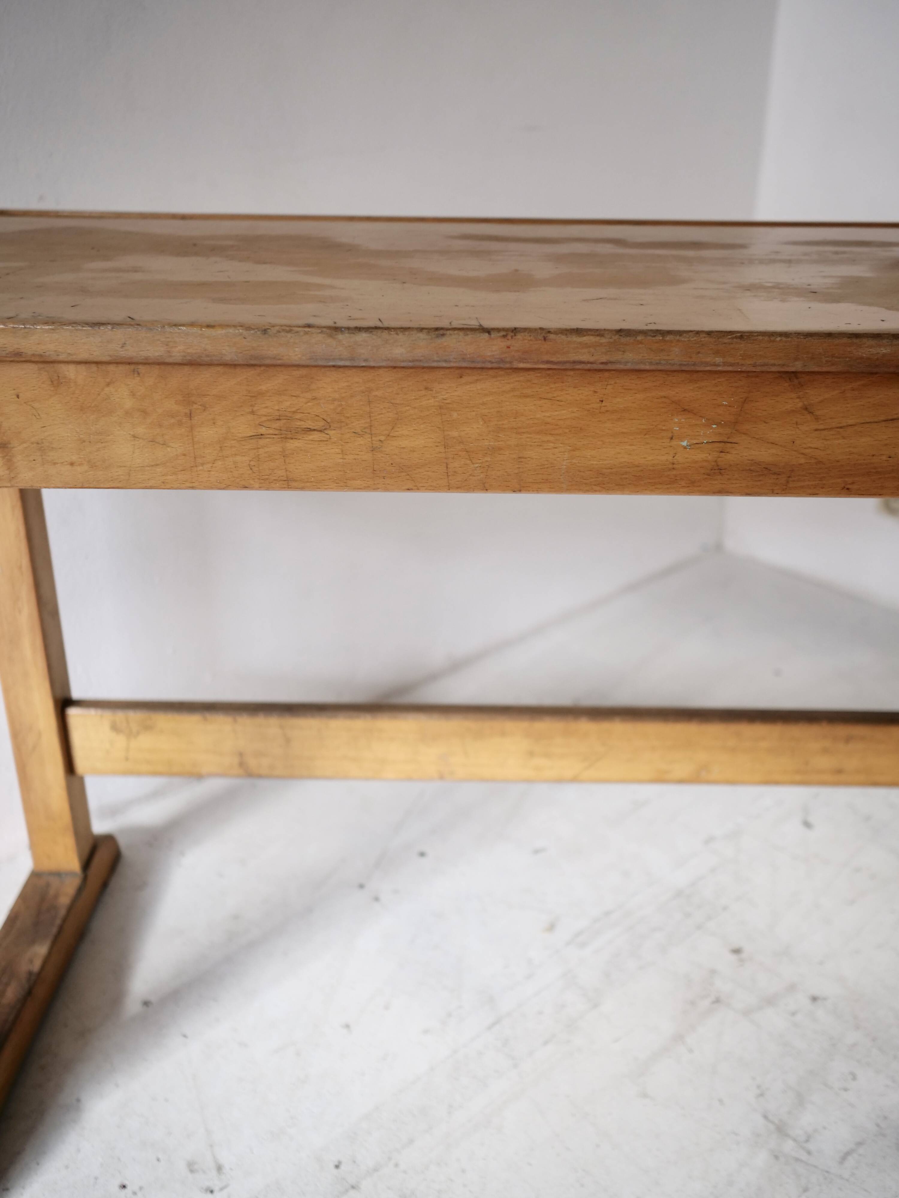 Beech desk or console from around 1930.