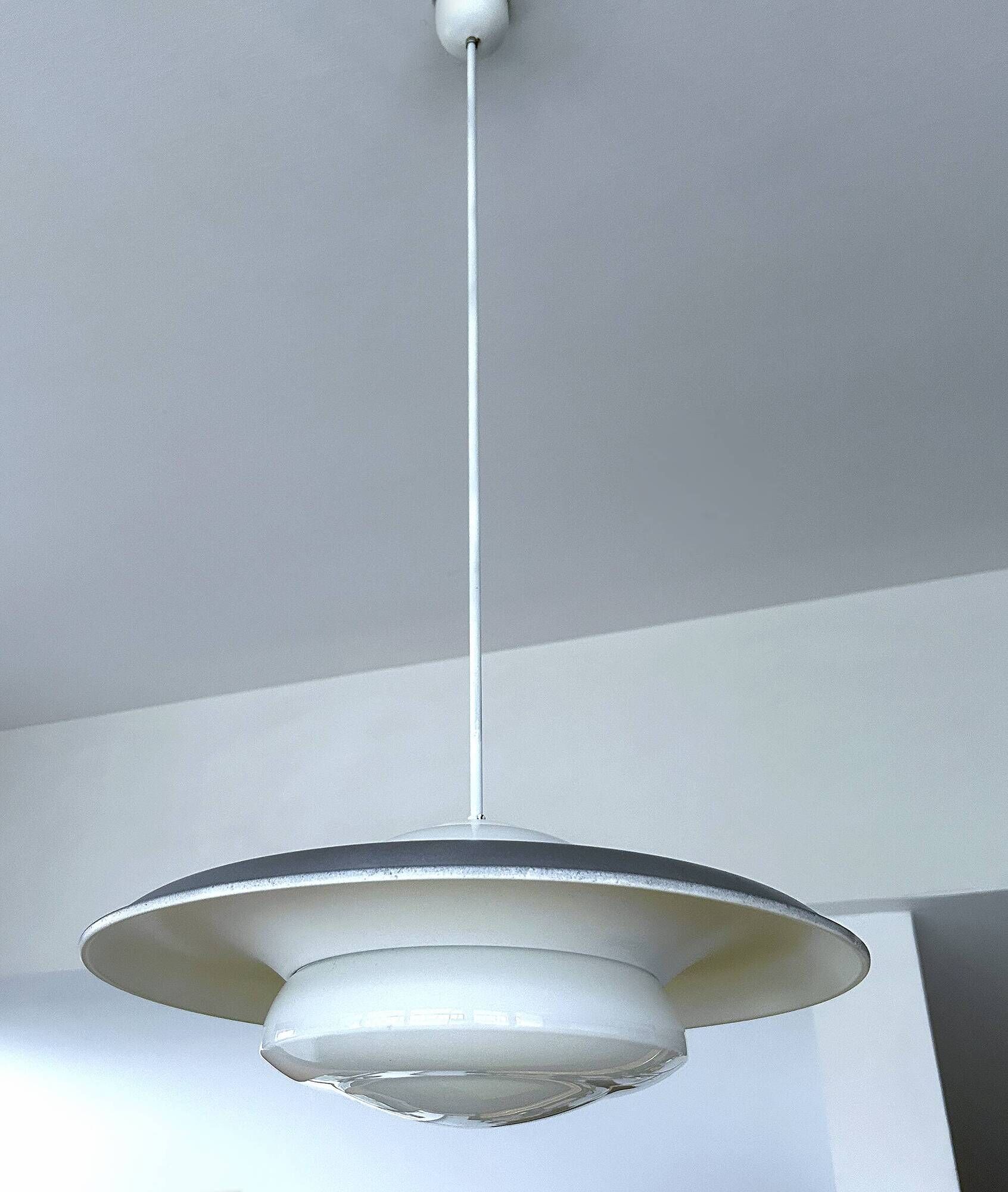 Pair of large bauhaus pendant lights from the 1930s