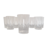 8 Baccarat crystal footless glasses, cut with facets
