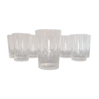 8 Baccarat crystal footless glasses, cut with facets