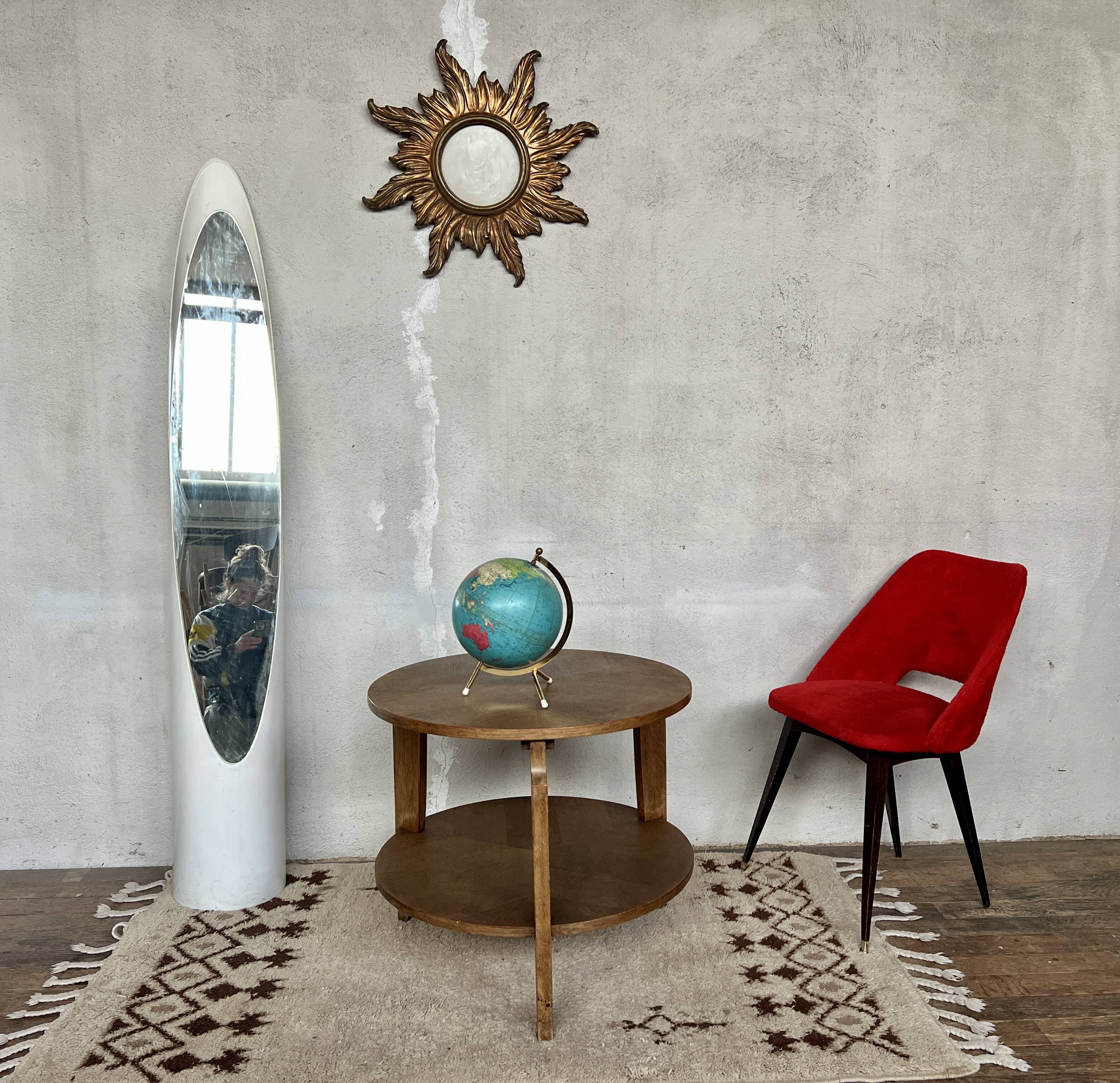 Table basse ronde vintage en chêne clair