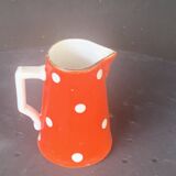 Pot a lait, Pichet a pois blanc sur faïence orange, sarreguemines et digoin