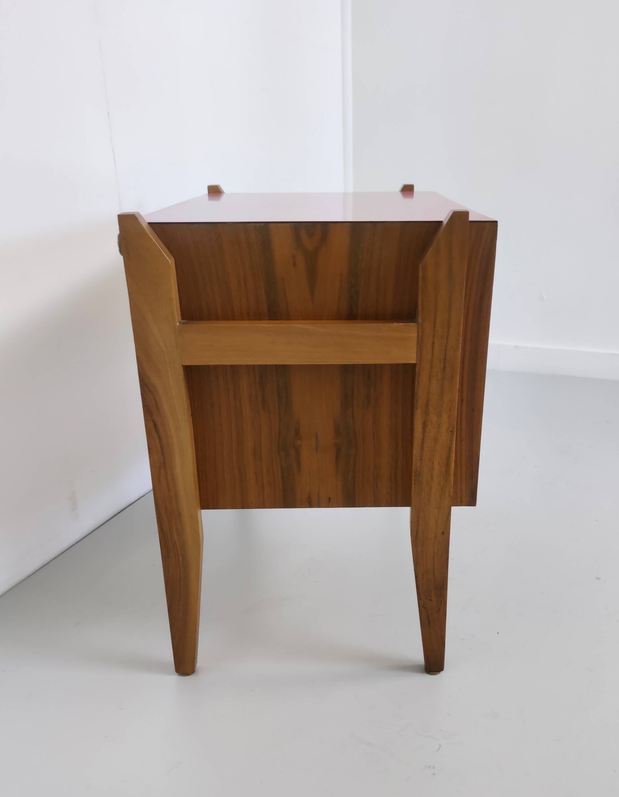 Walnut Nightstand attr. to Ico Parisi with a Pink Top and Black Drawers