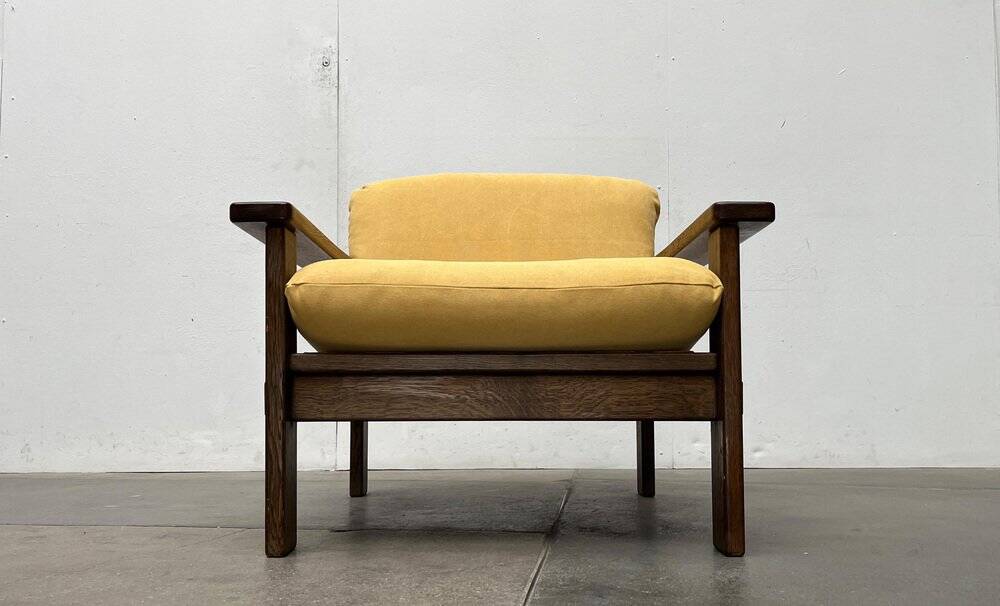 Vintage brutalist lounge chair set, 1960s