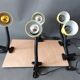 Series of 5 yellow lacquered adjustable clamp spotlights 1980 Vintage.
