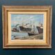 Oil on Canvas “Ships” by Josef Lang, Signed, Vintage & Framed 40×34cm