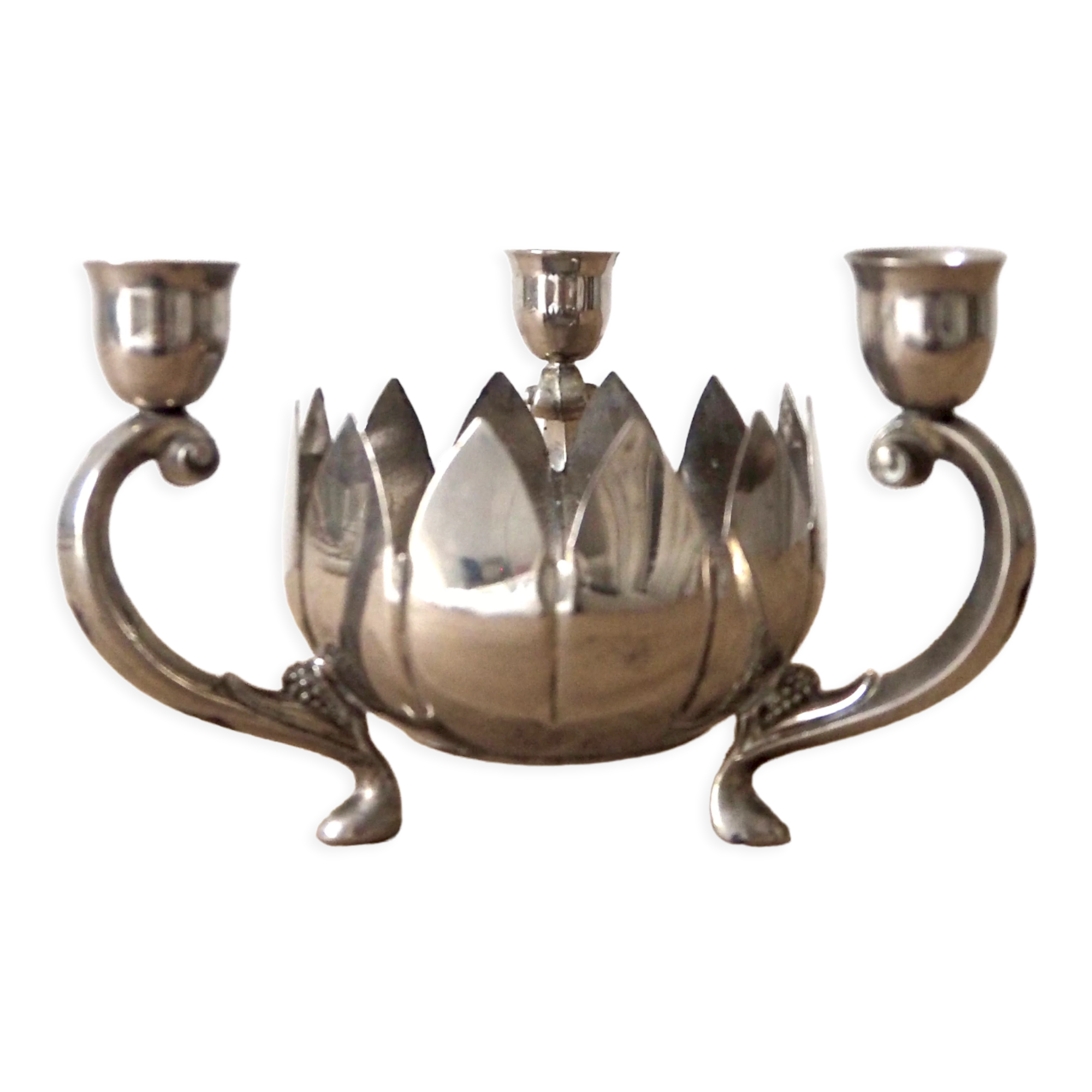 Triple silver plated candle holder