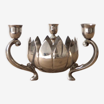 Triple silver plated candle holder
