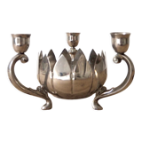 Triple silver plated candle holder