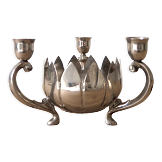 Triple silver plated candle holder