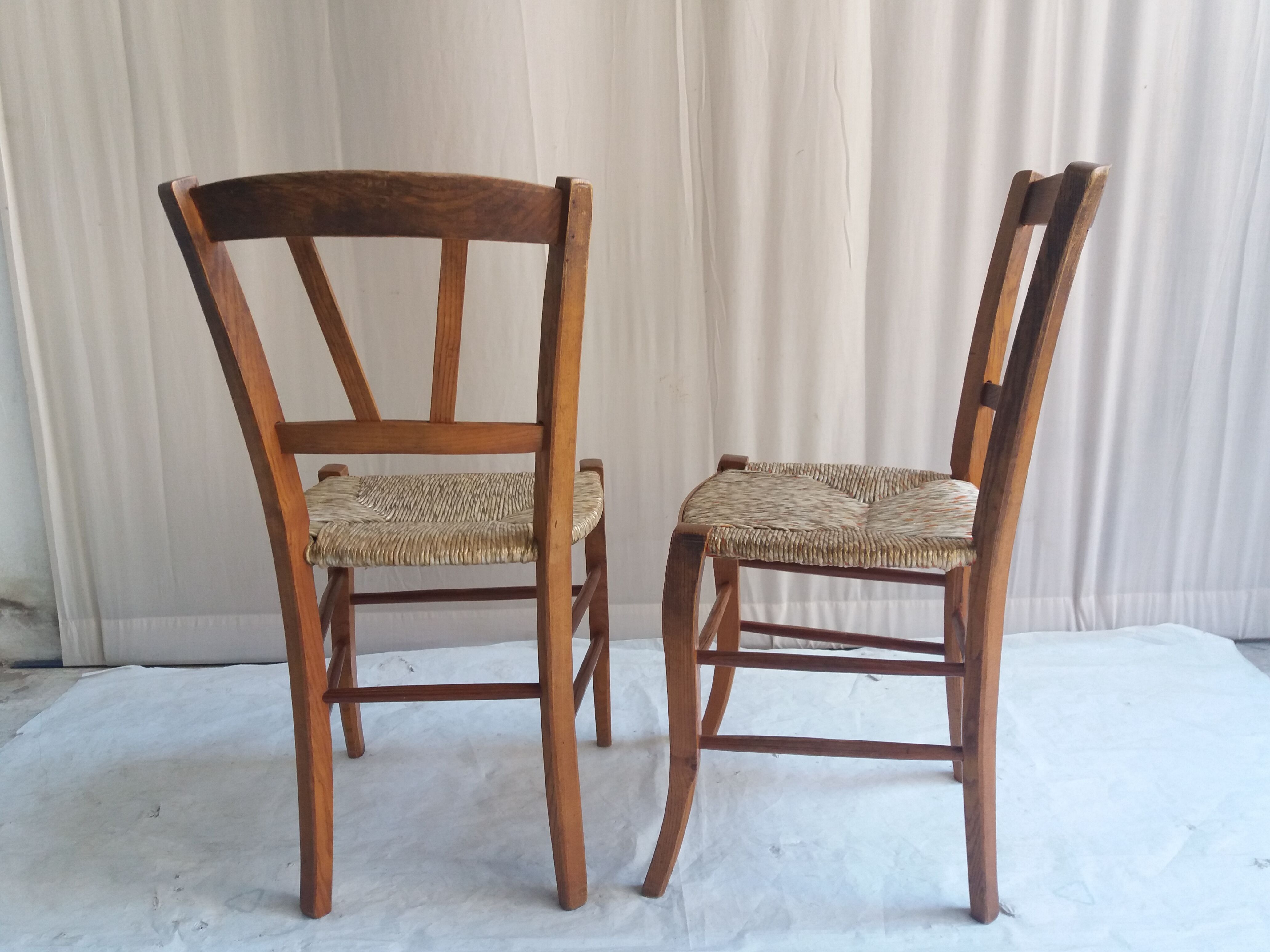 Pair of old paillees chairs