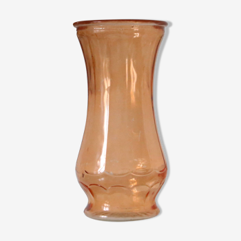 Grand vase en verre, abricot, vintage français, authentique