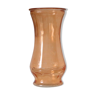 Grand vase en verre, abricot, vintage français, authentique