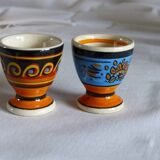 Pair of egg cups, earthenware, Quimper.