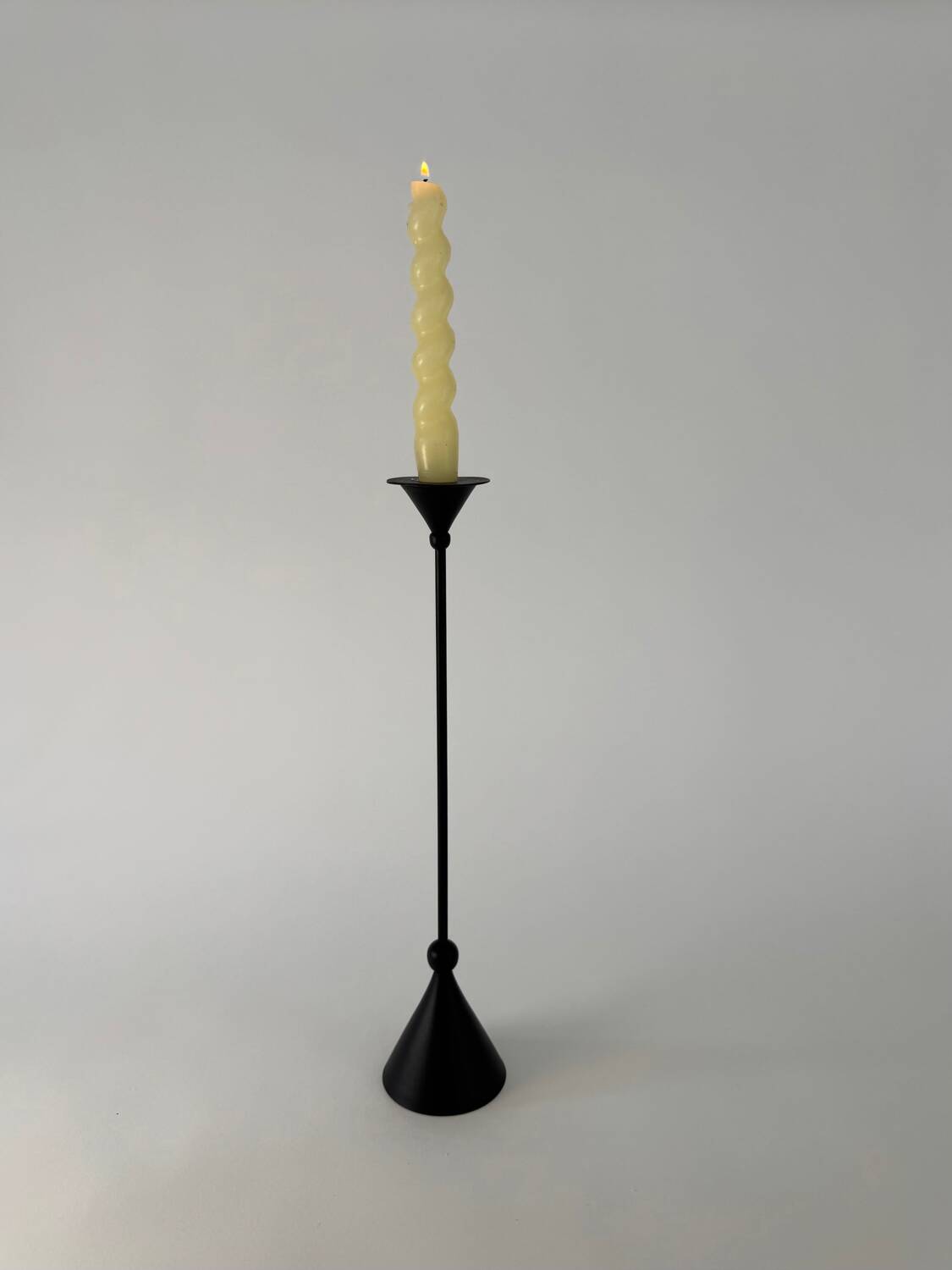 Vintage Post Modern Candle Holder In Black Metal