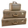 Lancel Paris luggage including 2 suitcases and 1 vanity case circa 1980 canvas and leather