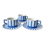 Set of 3 FOX TROTT coffee cups from Sarreguemines, 1930s, Art Deco service.