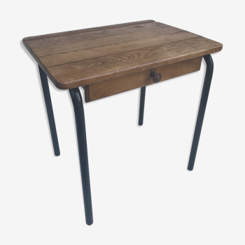 Table pupitre écolier enfant métal noir et bois années 50 vintage