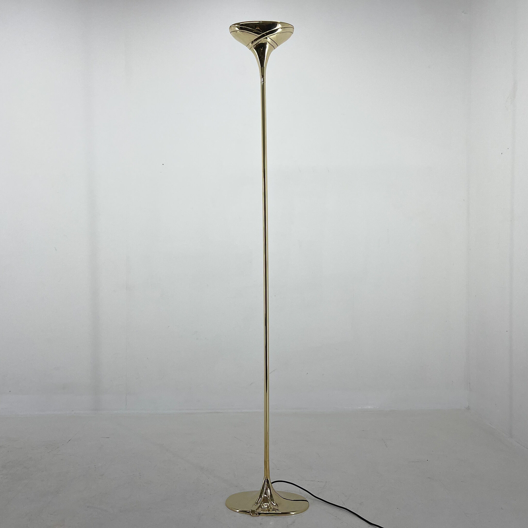 Italian tall all brass torchiere floor lamp, marked
