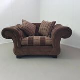 Large weighty love seat with the original matching cushions. Marked "Handmade in Holland"