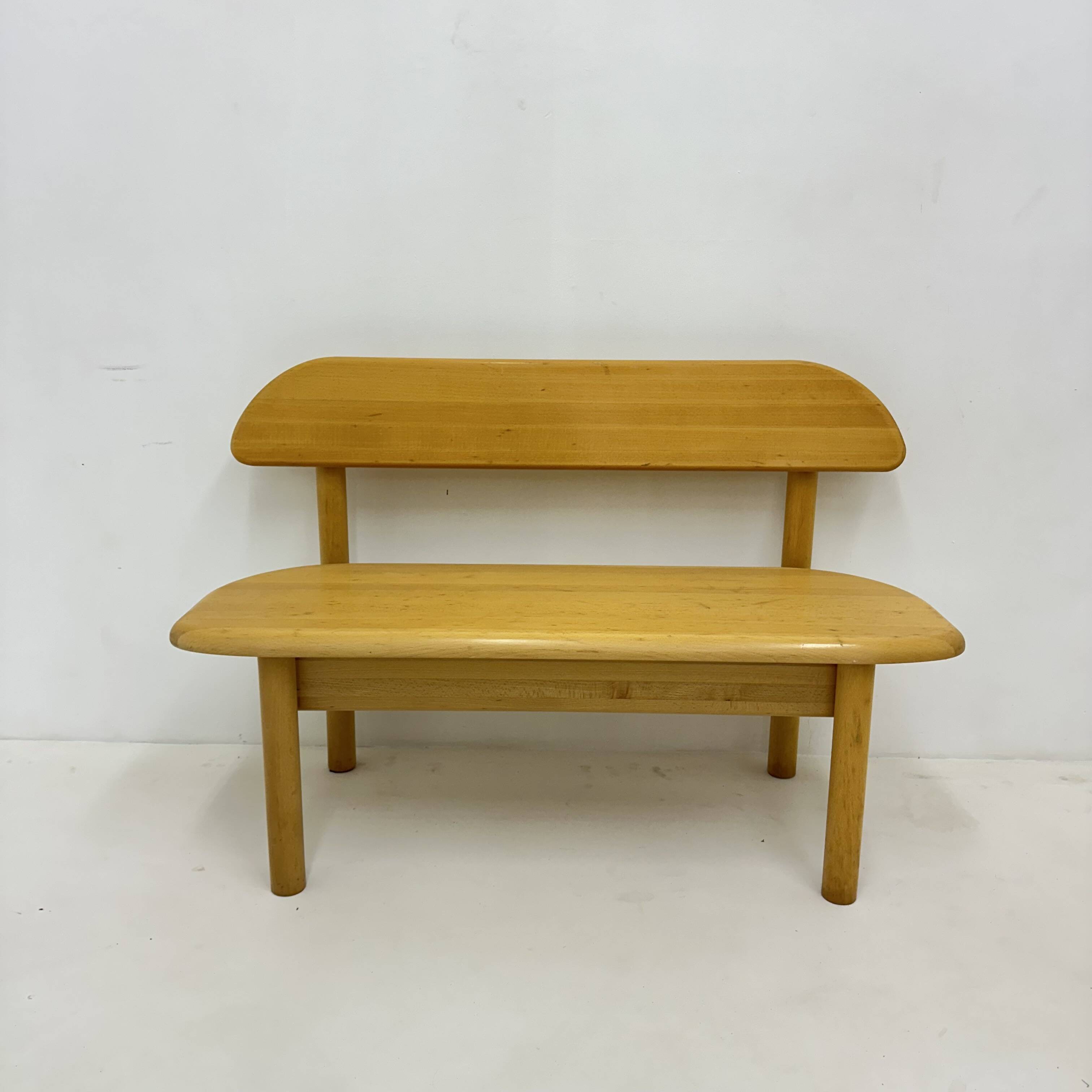 Vintage Danish Ansager mobler solid wooden bench , 1970s