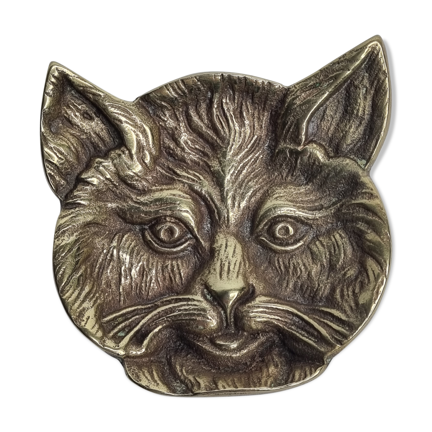 Massive brass cat head paper press