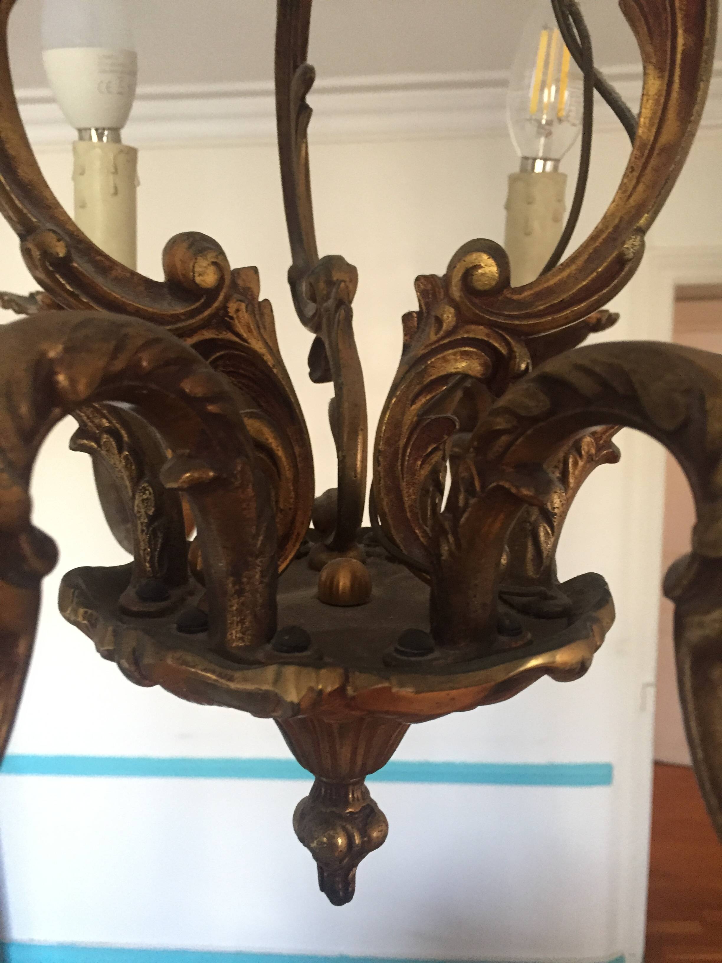 bronze 6-branch chandelier