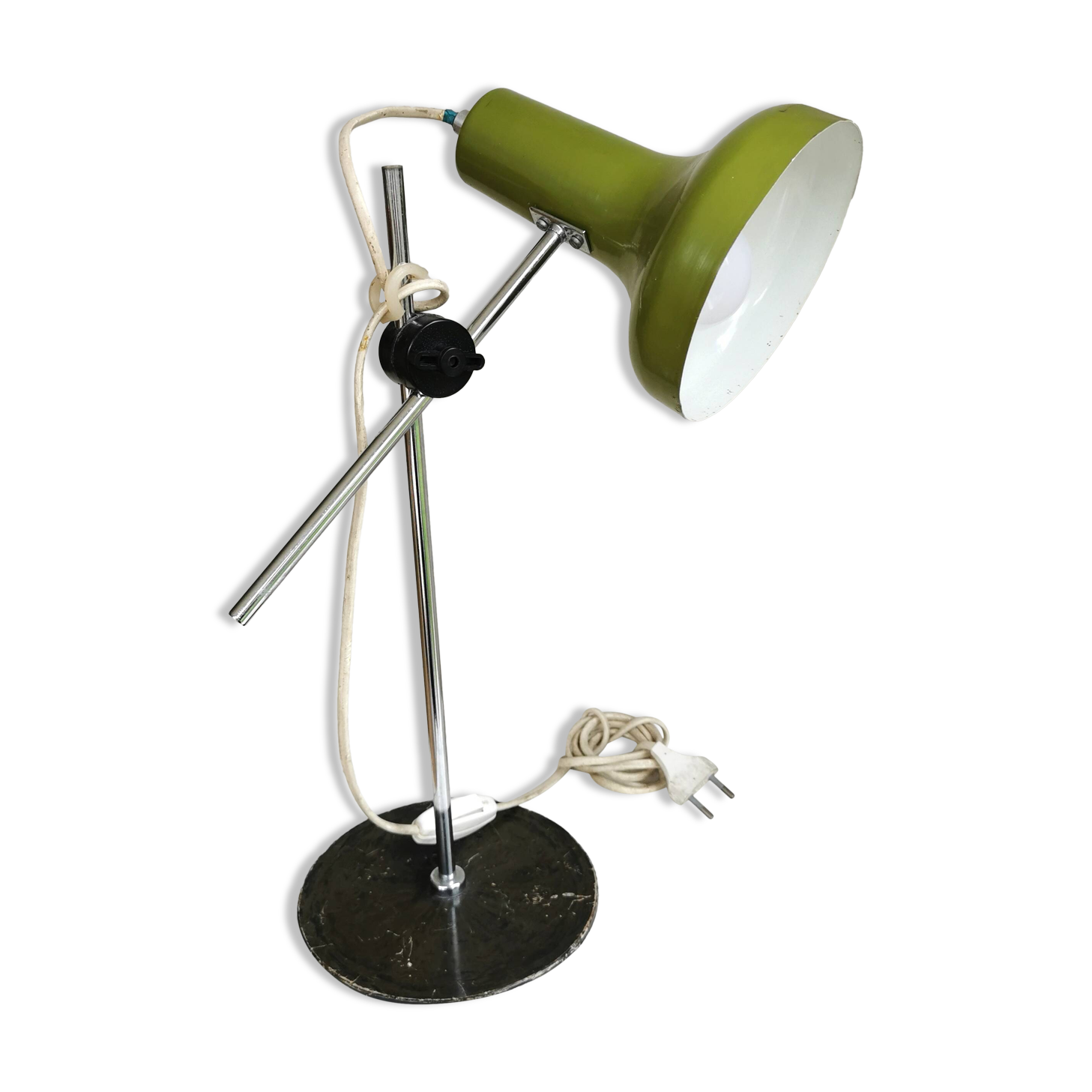Vintage Olive Green Table Lamp, Adjustable Retro Desk Light