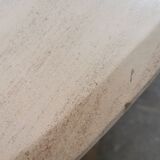 Large oval coffee table in travertine and metal