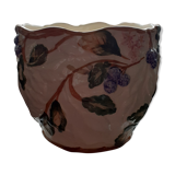 Cache pot barbotine fruits et fleurs en céramique