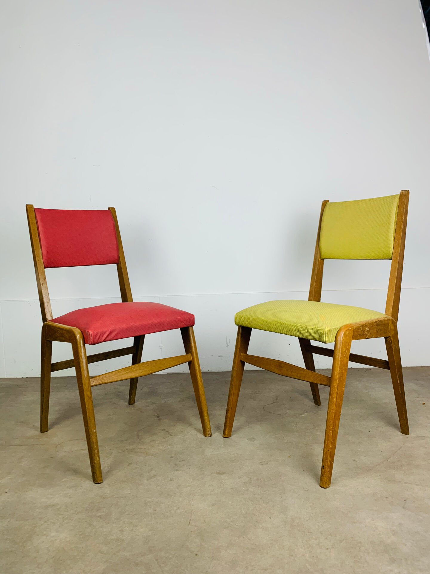 Pair of 50's style reconstruction chairs, wood
