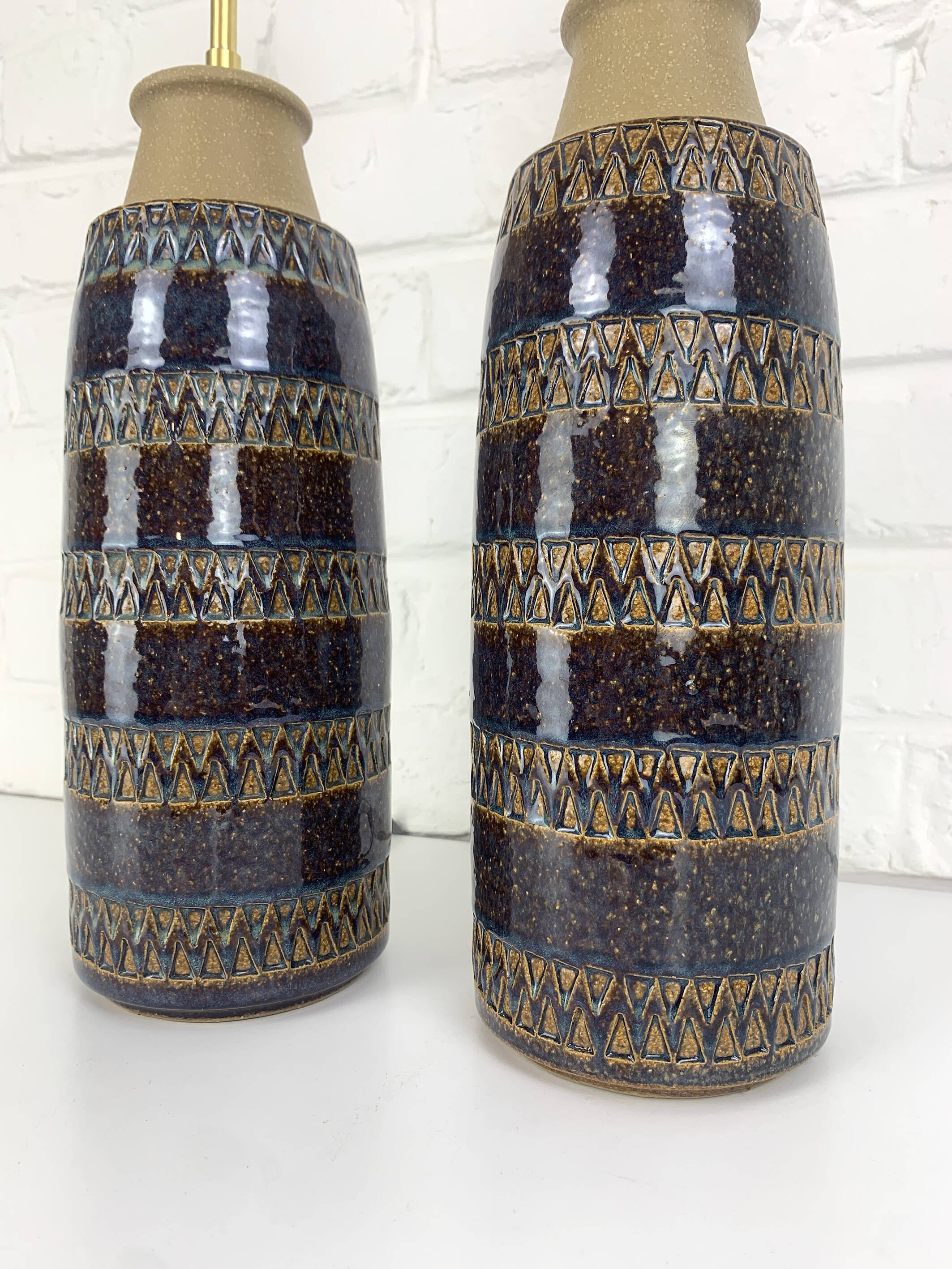 Pair of Erling Mortensen ceramic table lamps, Soholm, Denmark, 1960s