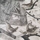 Original engraving / engraving by JB Tavy Notton, "The troglodyte", circa 1970