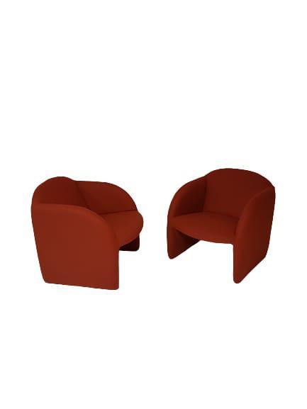 Set de 2 fauteuils Artifort Ben en tissu rouge brique Ploeg