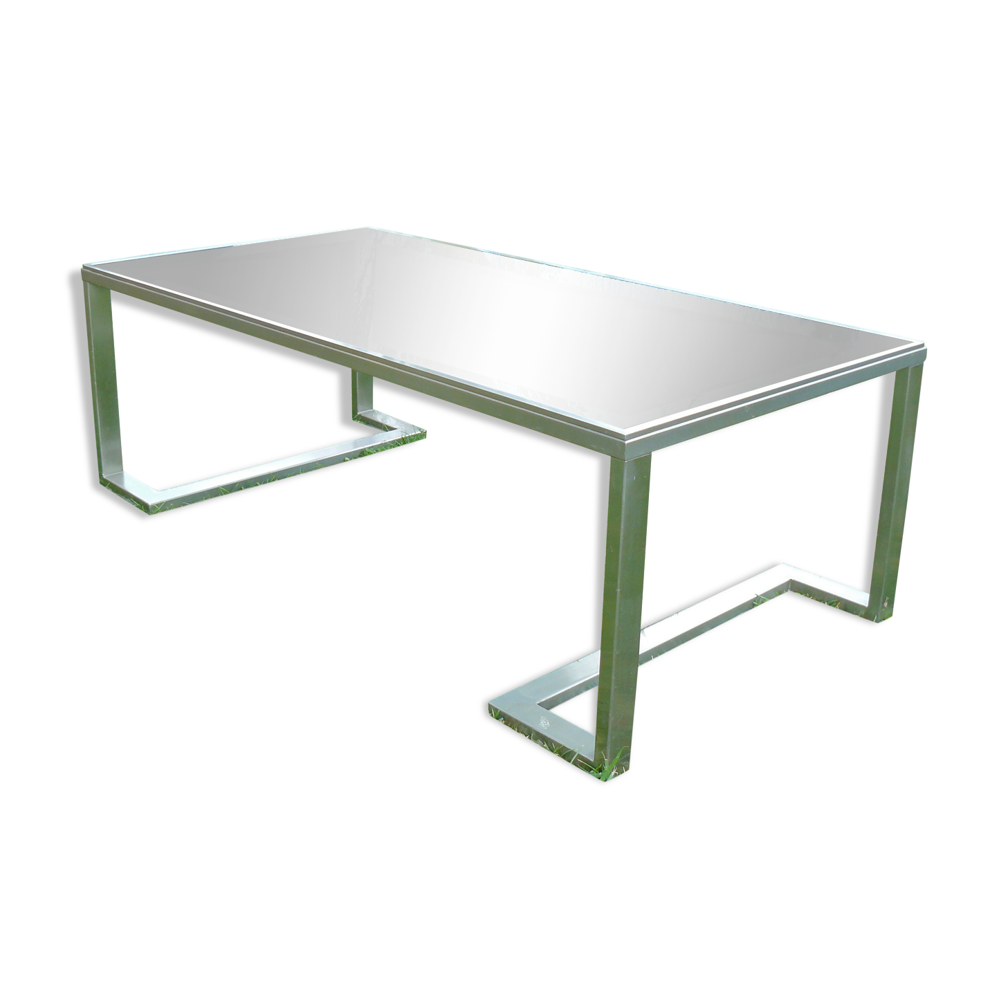Table basse 1960 métal et verre fumé