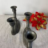 Pair of pewter candlesticks