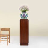 Large Art Deco console or pedestal in dark oak veneer, Belgium, 1920s