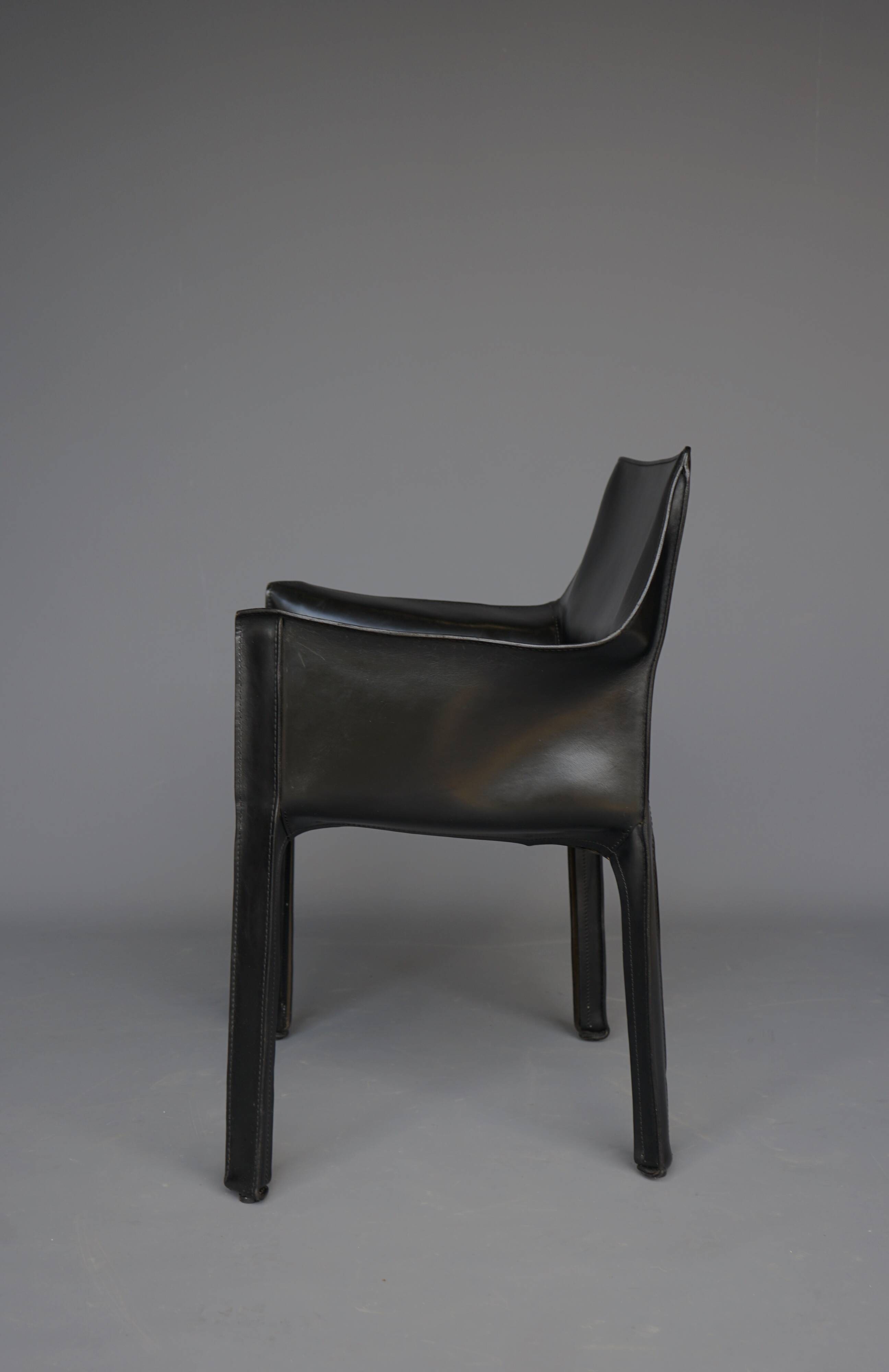 Leather 413 Cab Armchair by Mario Bellini for Cassina, 1970s