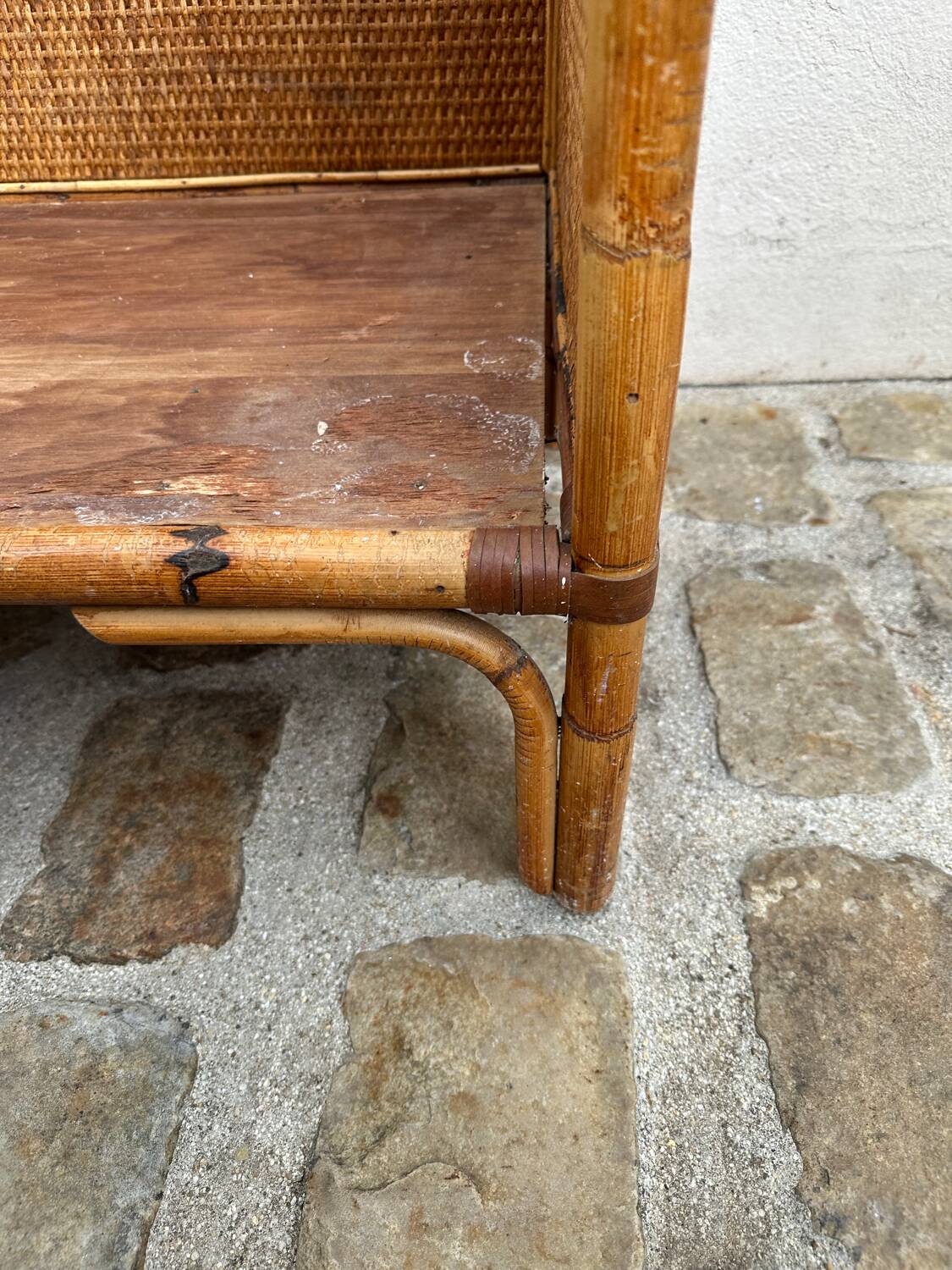 Fauteuil vintage en rotin et bambou