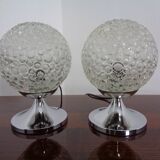Glass Bubble Table Lamps, 1970s, Set of 2